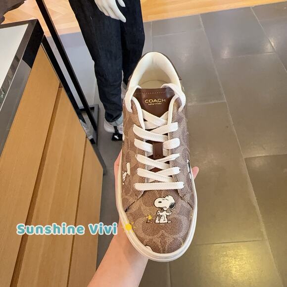 NEW Limited Coach X Peanuts Woman CBZ77 Sneaker Signature Canvas Shoes US 6.5 - Picture 2 of 5